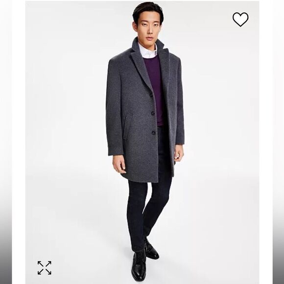Calvin Klein Men’s Prosper Slim Fit Wool 3 Button Overcoat In Medium Gray NWT - Picture 1 of 8